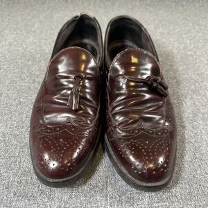 Vintage Vibram Tassel Loafers Mens 10 Burgundy Leather Wingtip Tradition Sole